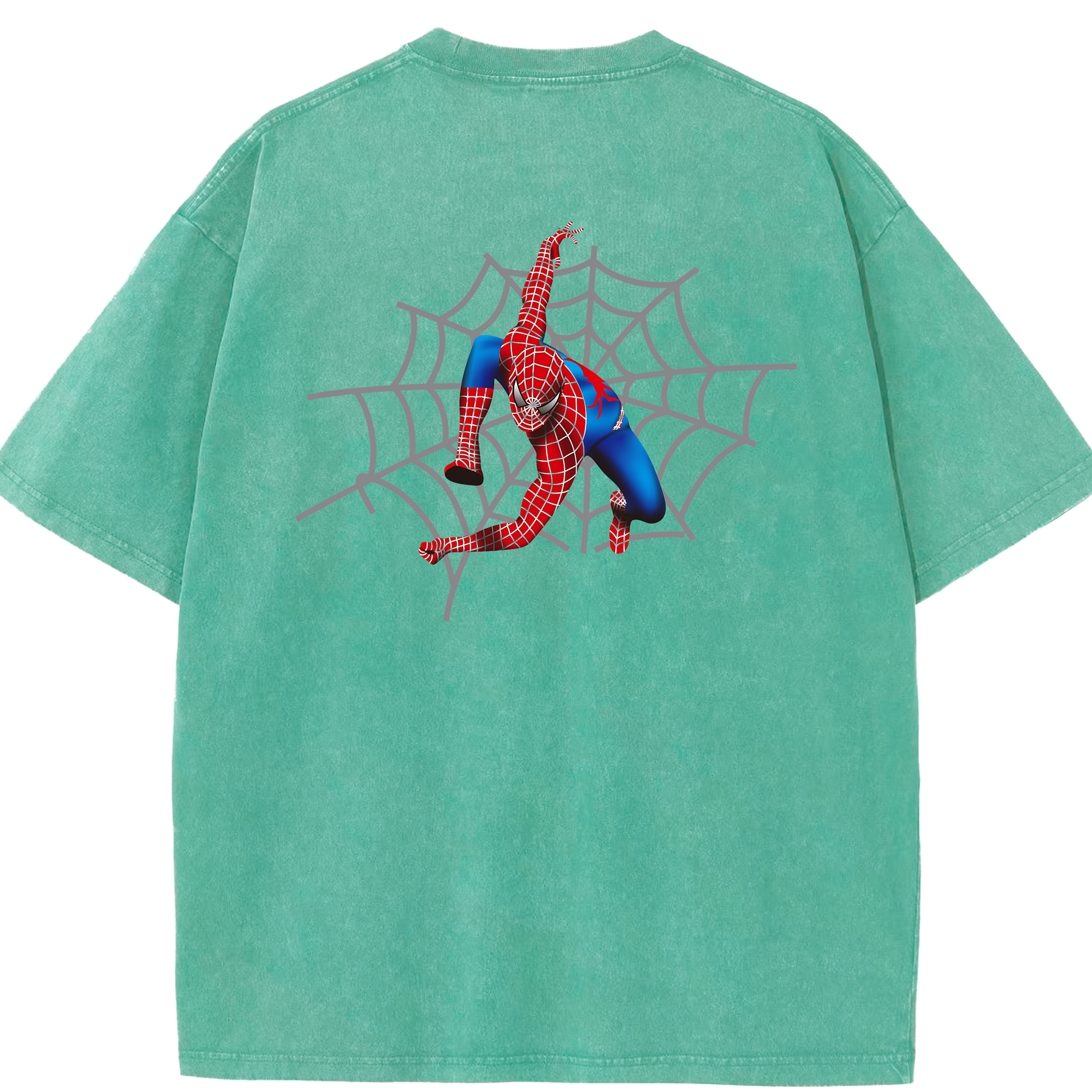（画像用） Spider Man スパイダーマン 綿100% ヴィンテージ風 半袖Tシャツ（背面プリント）